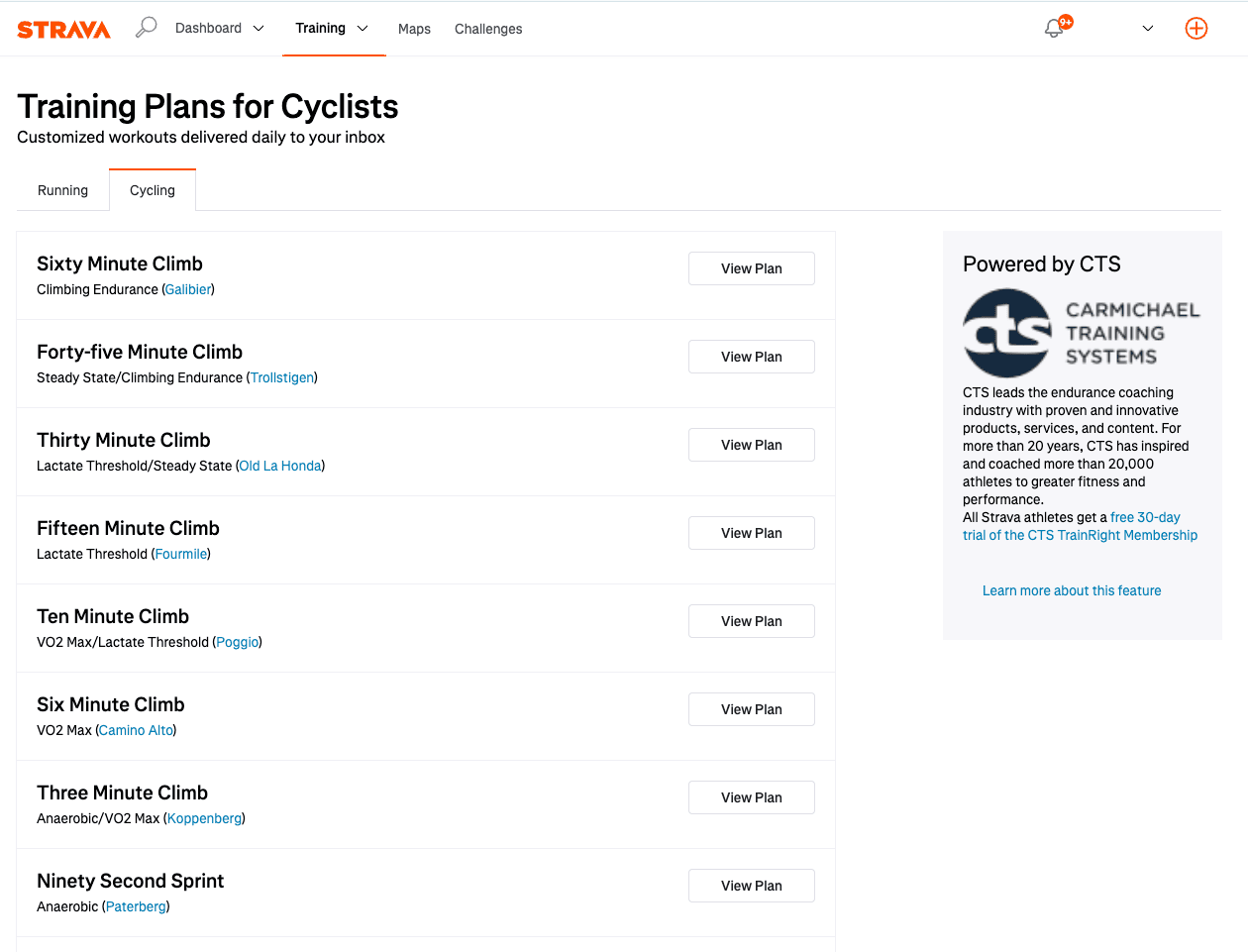 Strava cycling training plans overview
